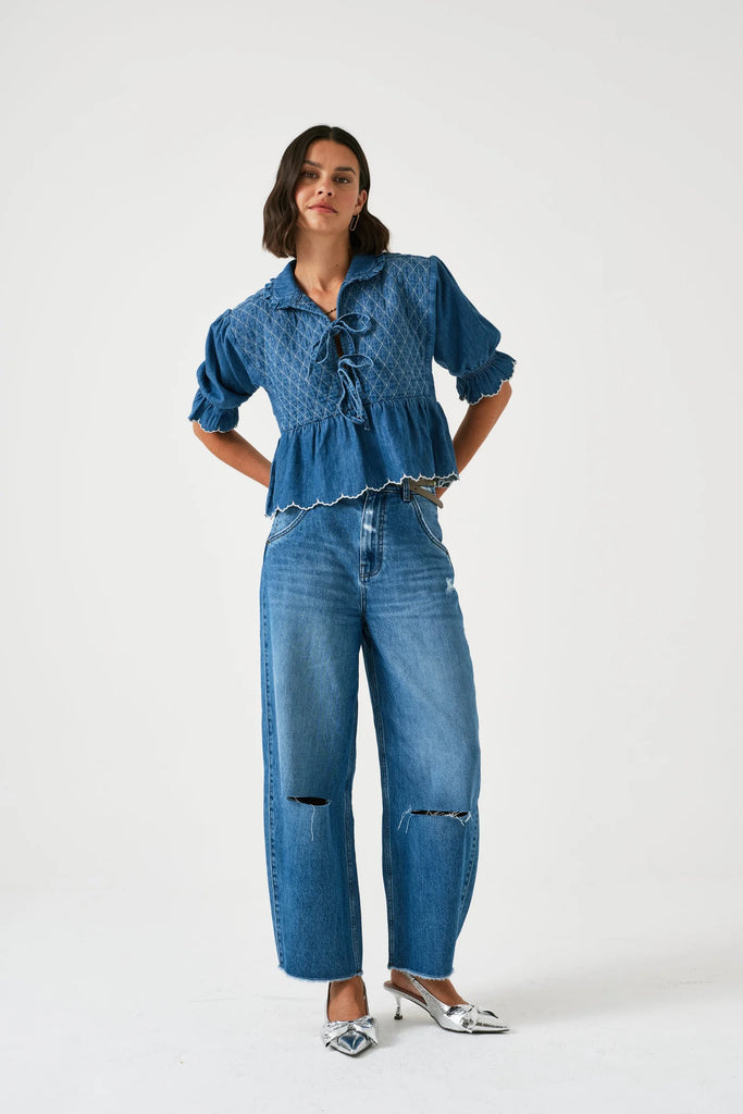 SEVENTY AND MOCHI DENIM HEIDI BLOUSE
