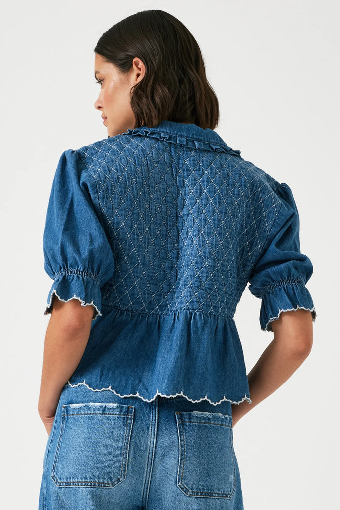 SEVENTY AND MOCHI DENIM HEIDI BLOUSE