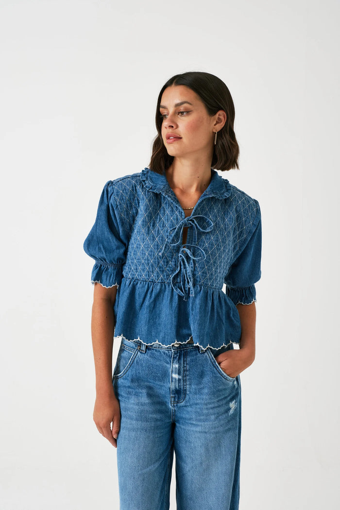 SEVENTY AND MOCHI DENIM HEIDI BLOUSE