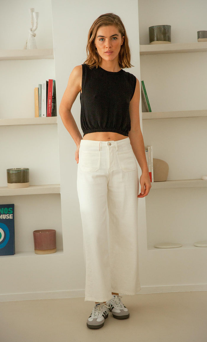 ISLOW OFF WHITE MELVIL CROP TROUSER