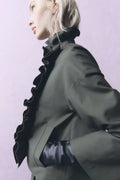 PSOPHIA KHAKI RUFFLE FRONT JACKET