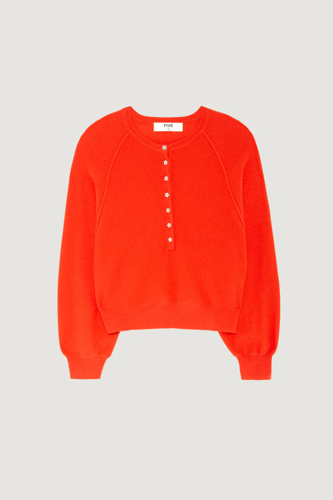 FIVE ORANGE STAR BUTTON KNIT
