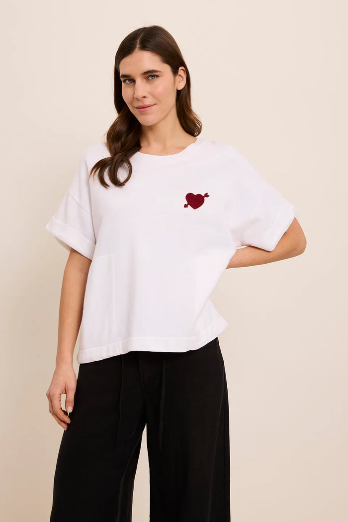 FIVE WHITE SHORT SLEEVE SWEATSHIRT