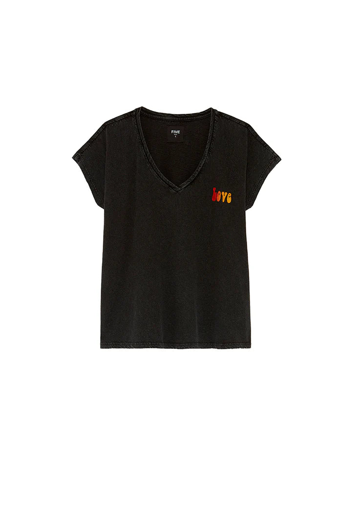 FIVE WASH ACID GREY COLOURED LOVE TEE