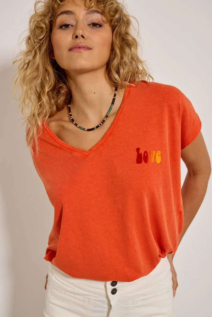 FIVE WASH CORAL COLOURED LOVE TEE