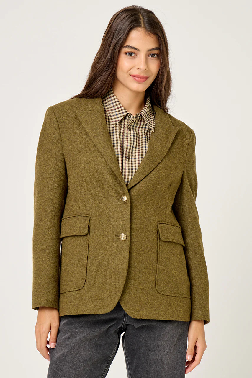 FIVE KHAKI WOOL BLAZER - White Bicycle