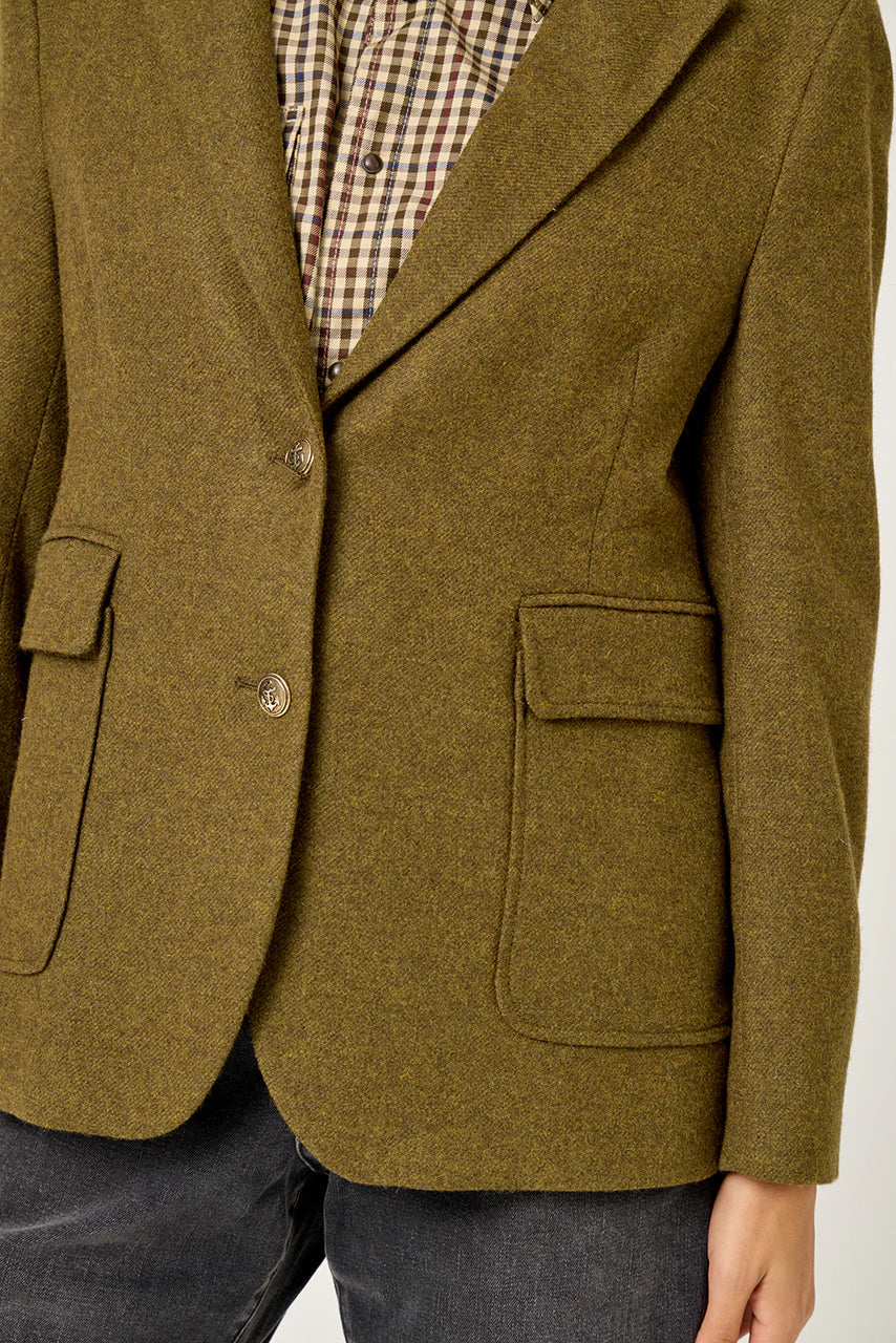 FIVE KHAKI WOOL BLAZER - White Bicycle