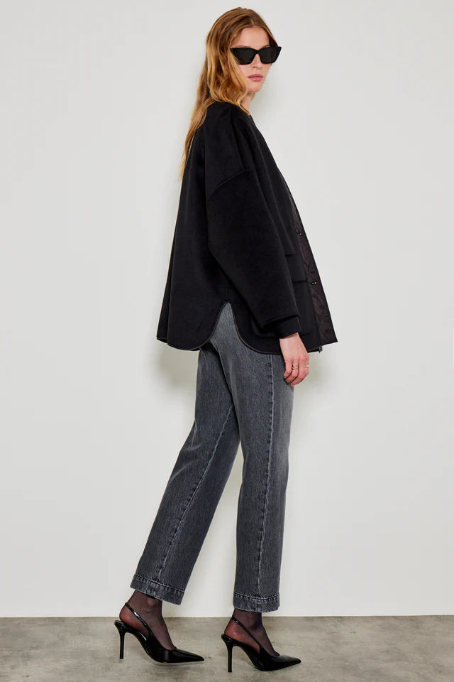 FIVE JEANS BLACK WOOL SHORT COAT