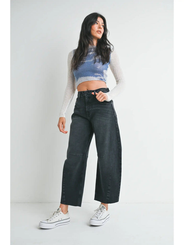 JBD WASHED BLACK DENIM BARREL JEAN 473J