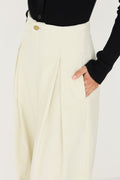 SKFK CREAM BASABE GOTS FINE CORD TROUSER