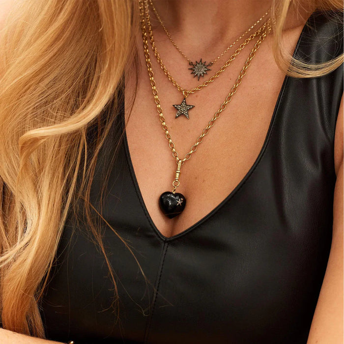 KIRSTIE LE MARQUE ONYX AND DIAMOND HEART