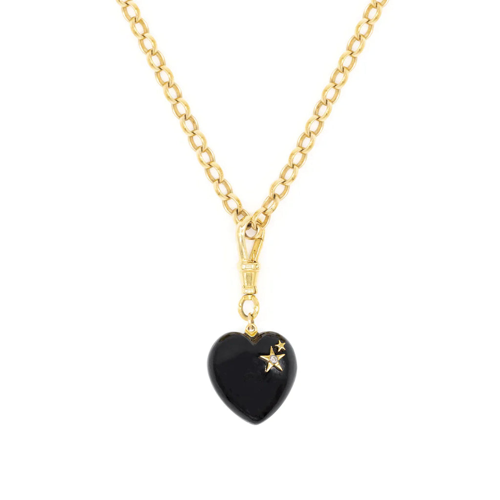 KIRSTIE LE MARQUE ONYX AND DIAMOND HEART