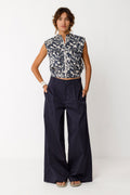 SKFK ENA NAVY WIDE LEG TROUSER - White Bicycle