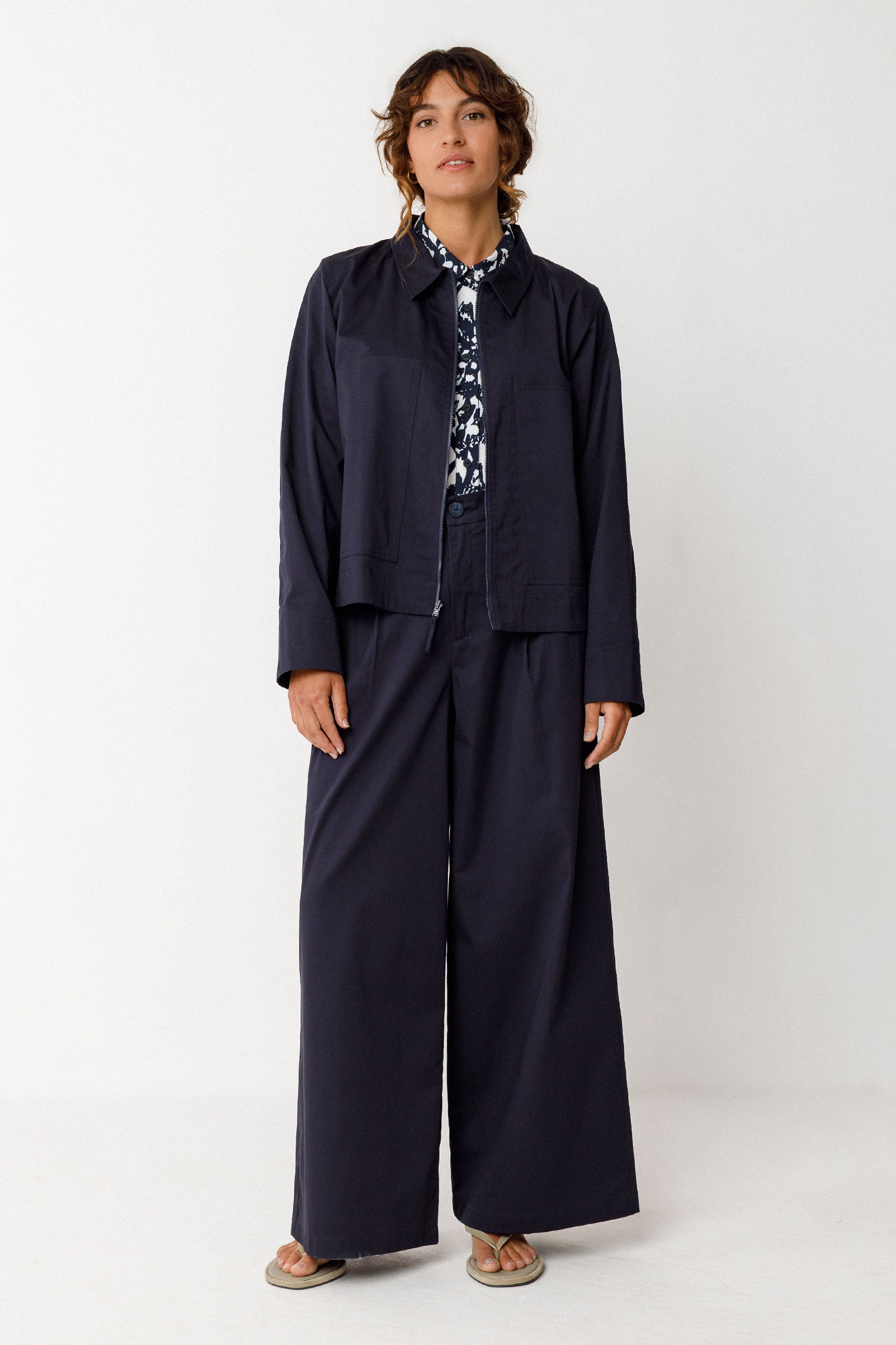 SKFK ENA NAVY WIDE LEG TROUSER - White Bicycle