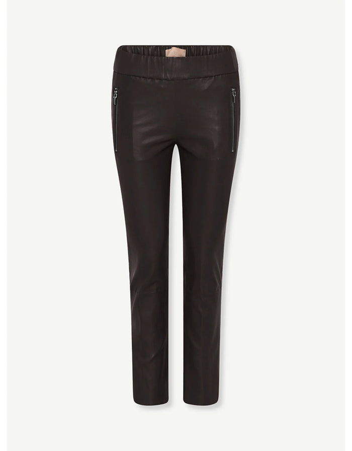 GUSTAV DOA BLACK LEATHER KICK FLARE PANT