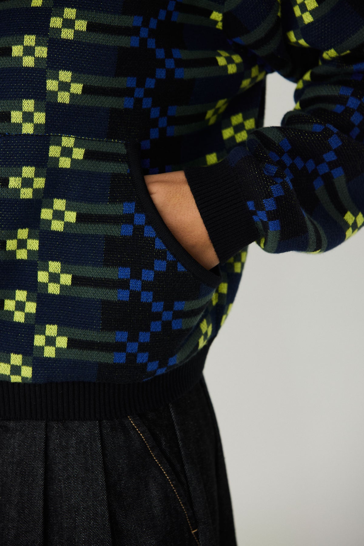 SKFK COTTON KNIT PATTERN BOMBER JACKET