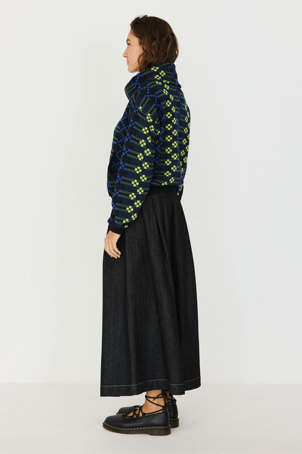 SKFK COTTON KNIT PATTERN BOMBER JACKET
