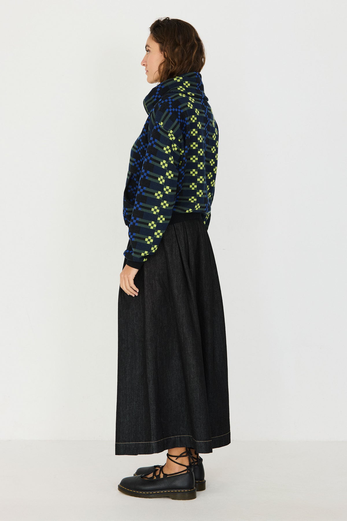 SKFK COTTON KNIT PATTERN BOMBER JACKET