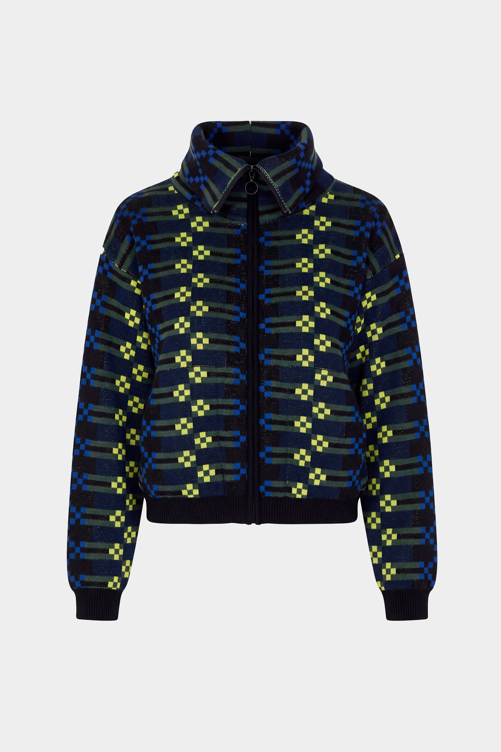 SKFK COTTON KNIT PATTERN BOMBER JACKET