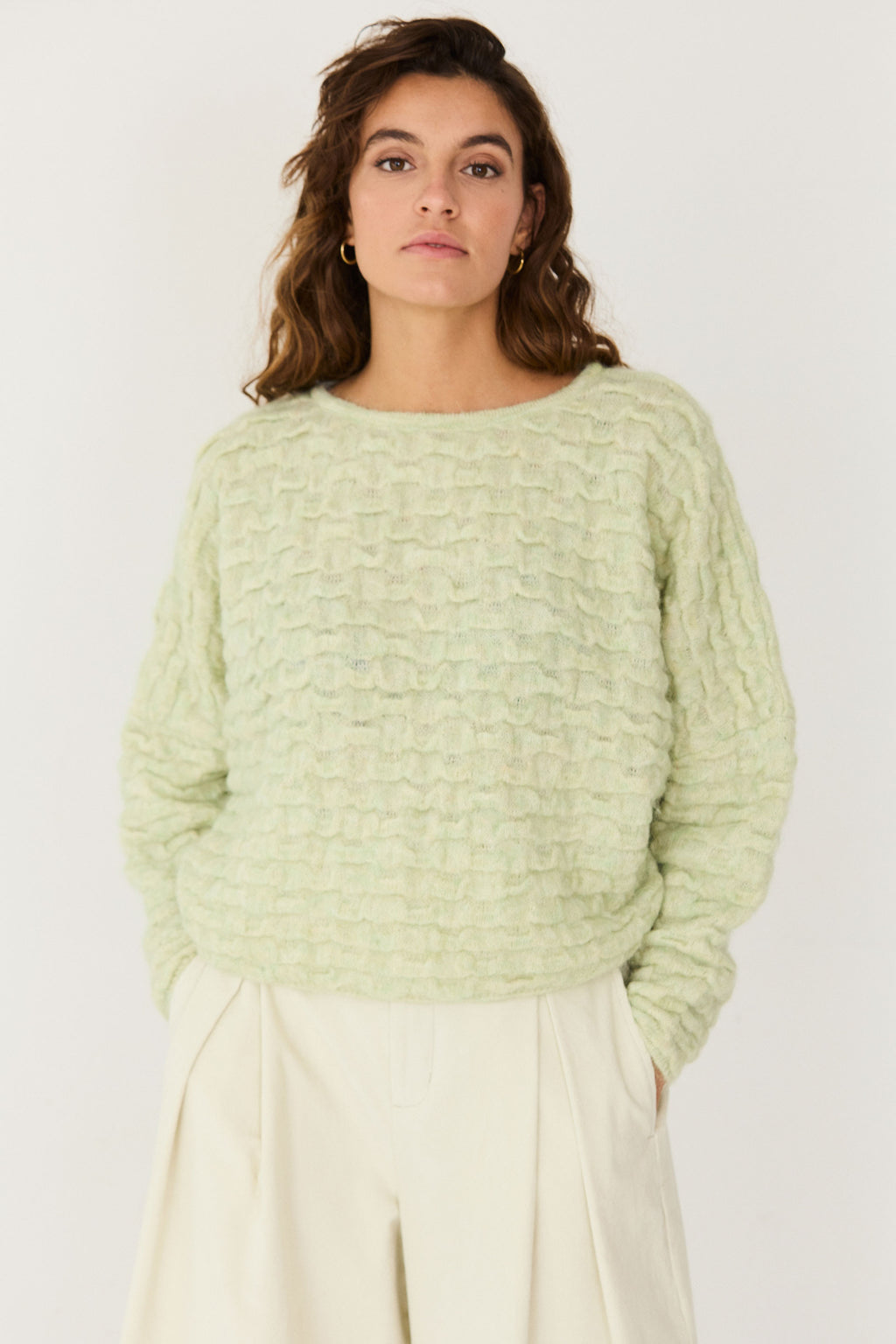 SKFK SOFT GREEN NAIA BUBBLE KNIT