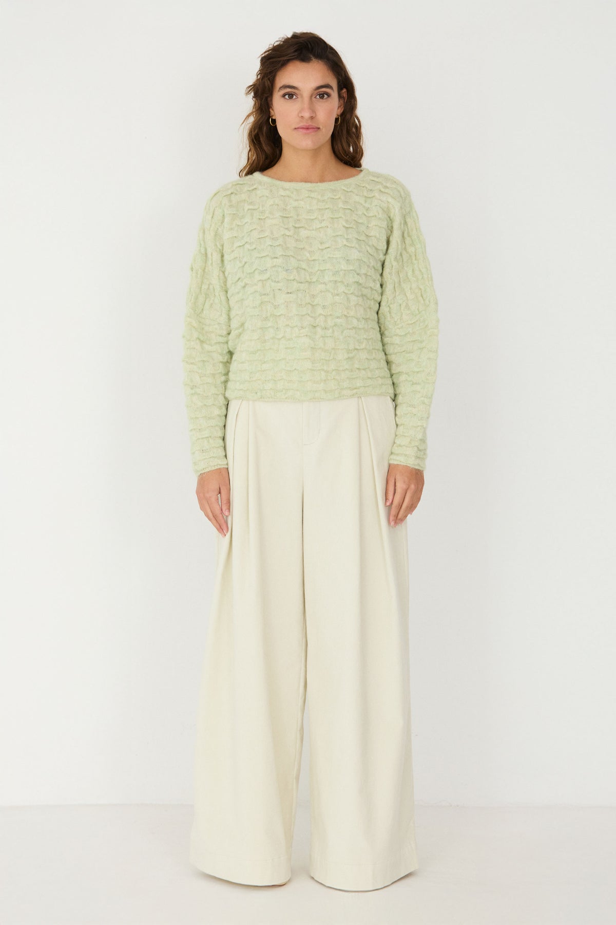 SKFK SOFT GREEN NAIA BUBBLE KNIT