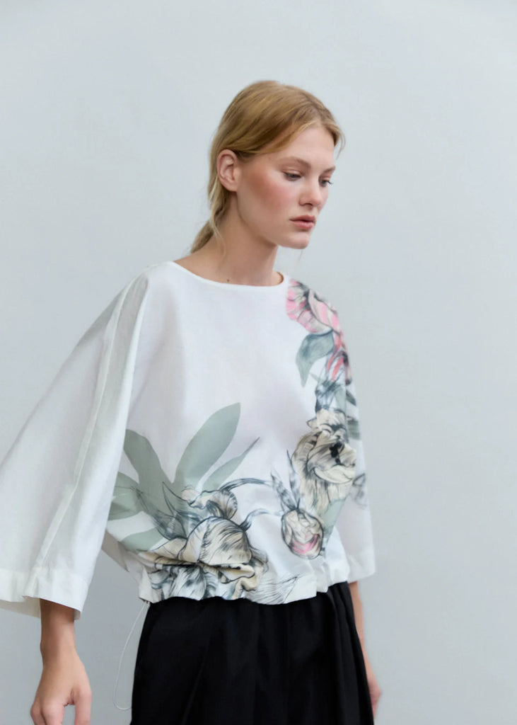 PSOPHIA OVERSIZE COTTON TOP WITH DRAWSTRING