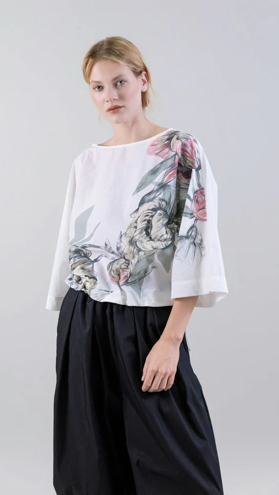 PSOPHIA OVERSIZE COTTON TOP WITH DRAWSTRING
