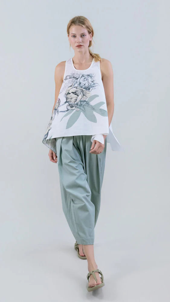 PSOPHIA SLEEVELESS SKETCH FRONT COTTON TOP - White Bicycle