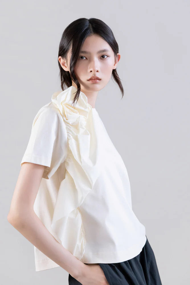 PSOPHIA JERSEY ROSETTE TEE