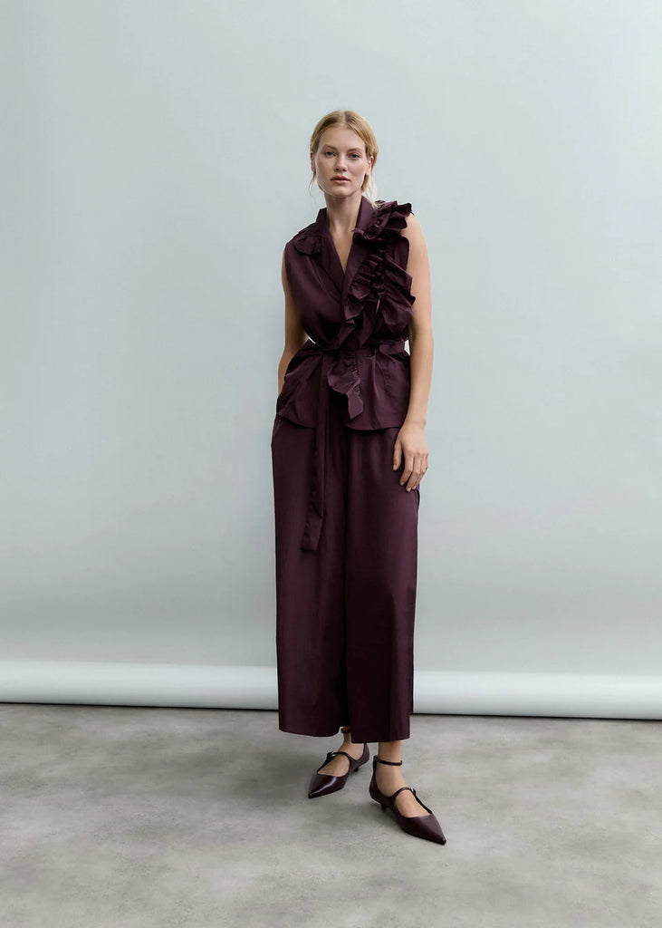 PSOPHIA FIG TAFFETA PALAZZO PANT