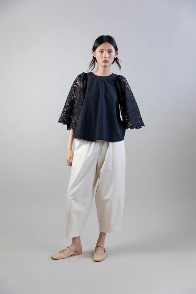 PSOPHIA CREAM ELATSIC WAIST COCOON TROUSER