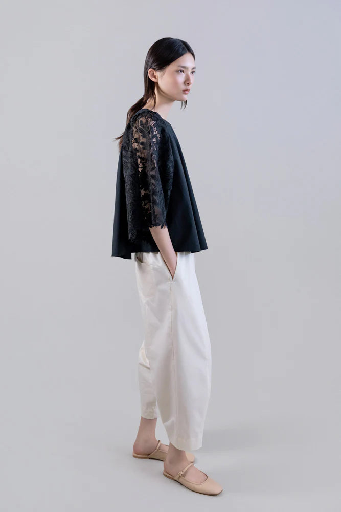 PSOPHIA CREAM ELATSIC WAIST COCOON TROUSER