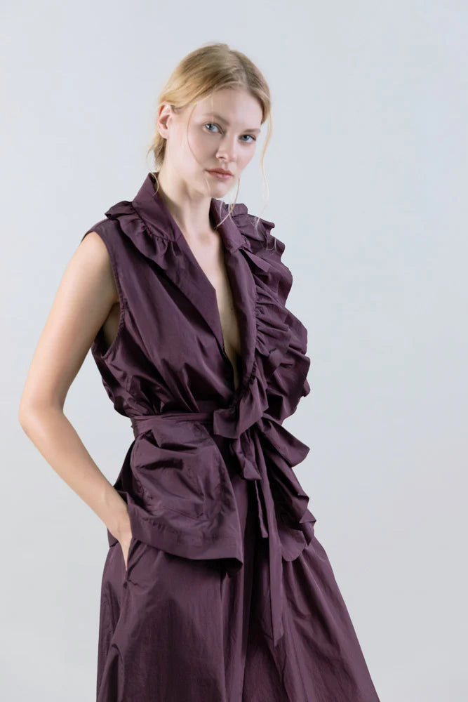 PSOPHIA FIG TAFFETA WAISTCOAT