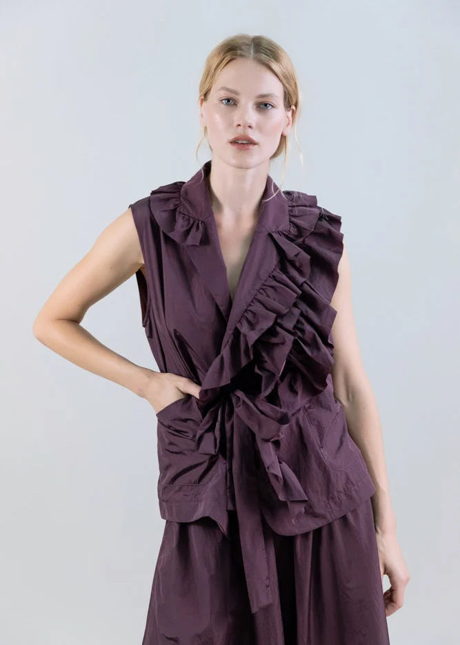 PSOPHIA FIG TAFFETA WAISTCOAT