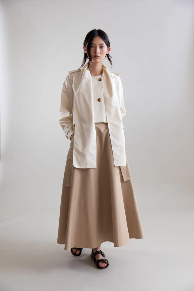 PSOPHIA CAMEL LONG CARGO SKIRT