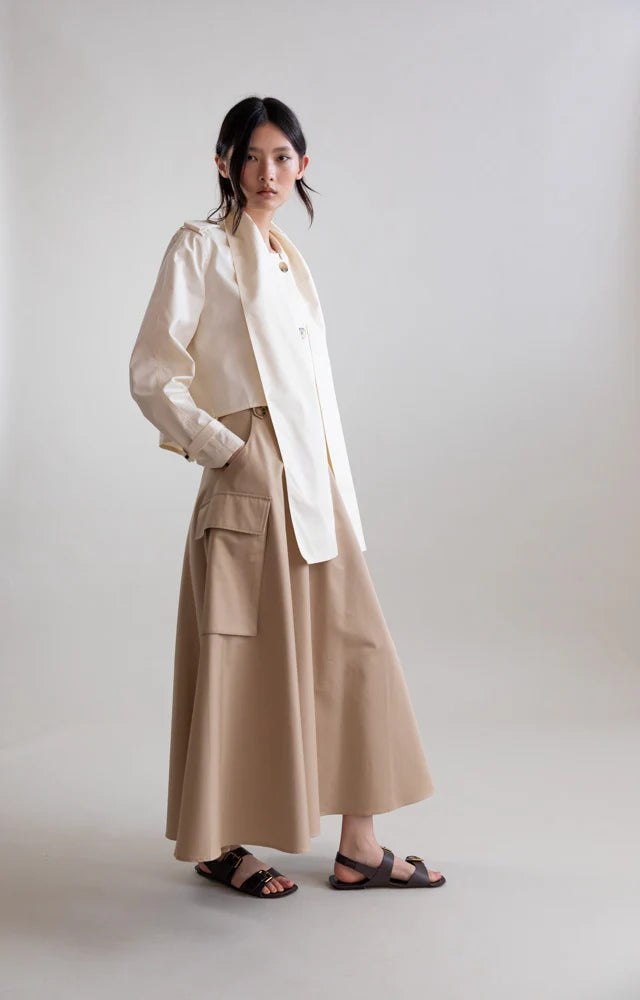 PSOPHIA CAMEL LONG CARGO SKIRT