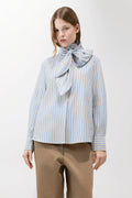 PSOHIA OATMEAL AND BLUE STRIPE SHIRT