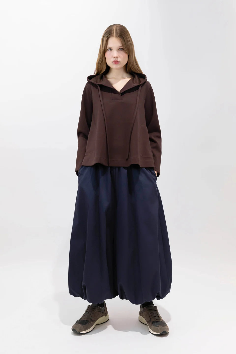 PSOHIA CHOCOLATE A-LINE HOODED TOP