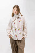 PSOPHIA STRIPE SHIRT WITH FLORAL SEQUIN