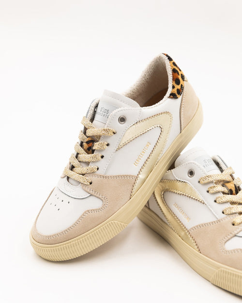 0-105 GOLD AND LEOPARD TRIM JULIA TRAINER - White Bicycle