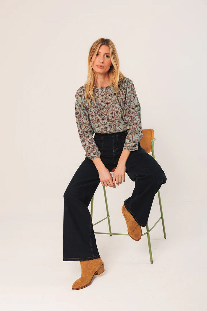 INDI AND COLD BLUE PATTERN BLOUSE