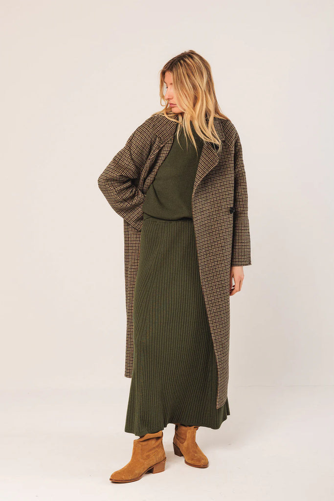 INDI AND COLD WOOL CHECK COAT