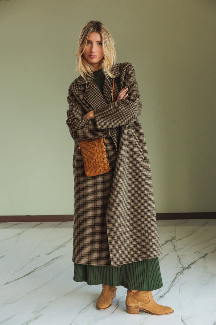 INDI AND COLD WOOL CHECK COAT