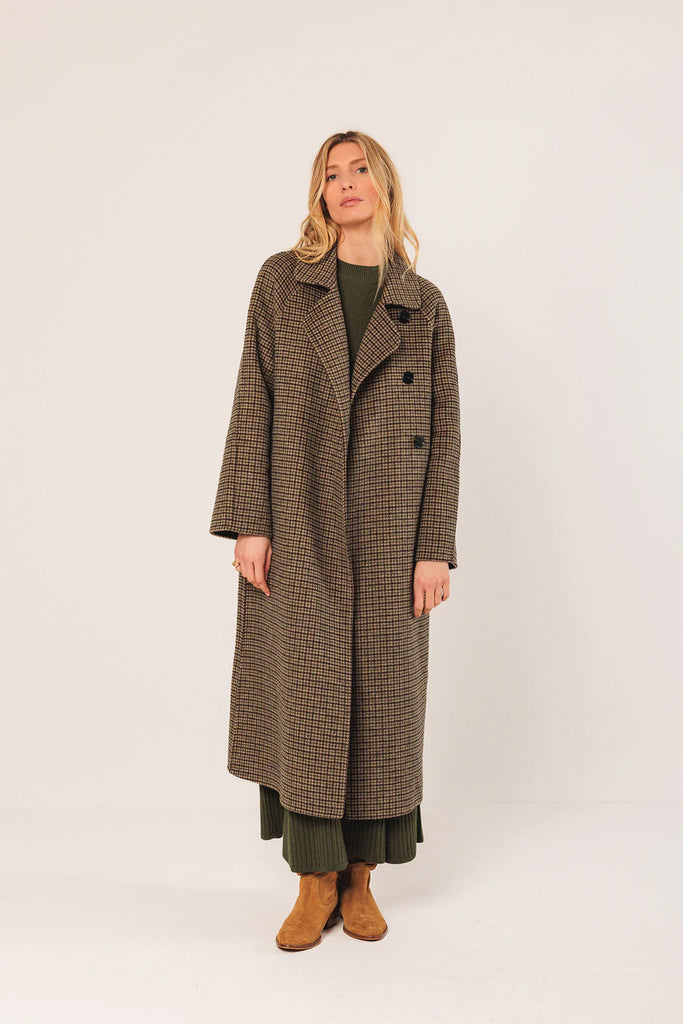 INDI AND COLD WOOL CHECK COAT