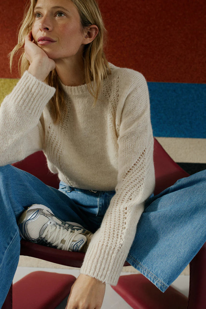 INDI AND COLD ECRU WOOL SWEATER