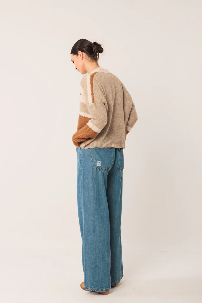 INDI AND COLD CAMEL AND CREAM CARDIGAN