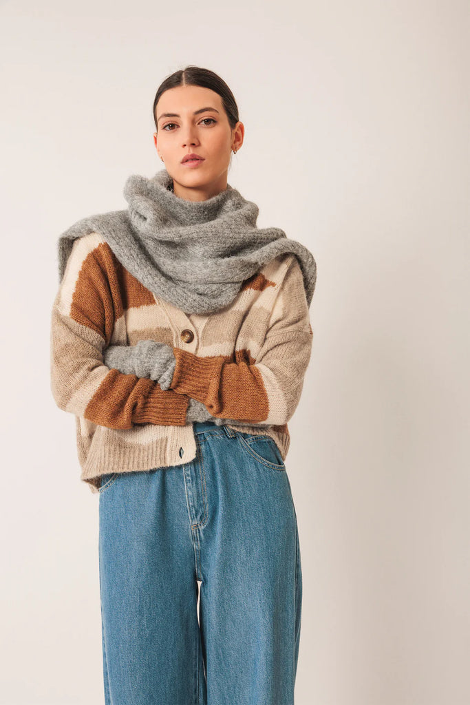 INDI AND COLD CAMEL AND CREAM CARDIGAN