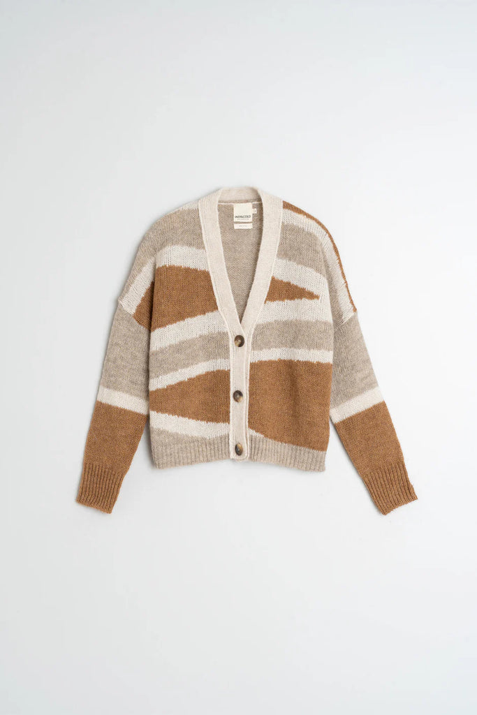 INDI AND COLD CAMEL AND CREAM CARDIGAN