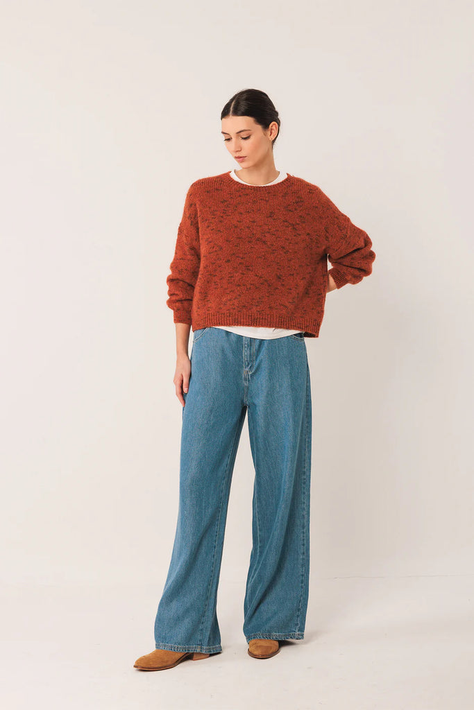 INDI AND COLD BURNT ORANGE CROP KNIT