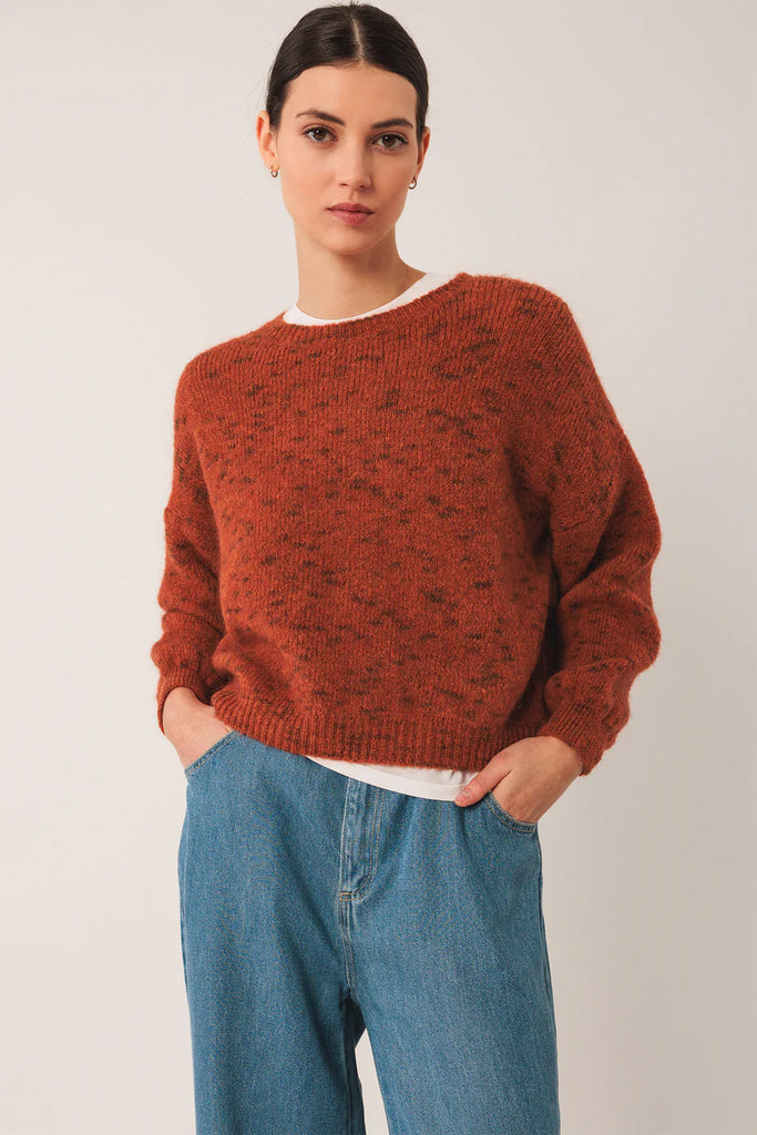 INDI AND COLD BURNT ORANGE CROP KNIT
